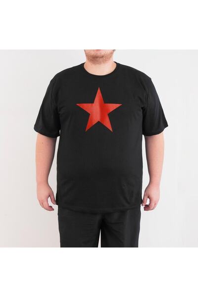 Bant Giyim Kizly Yıldız 4XL Large Size Men's Black T-Shirt