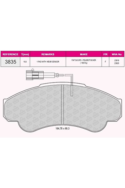 PSA ON FREN BALATASI DUCATO BOXER JUMPER 18Q (16 JANT) FISLI (02 06) 425244 FREN BALATASI BESER 3835