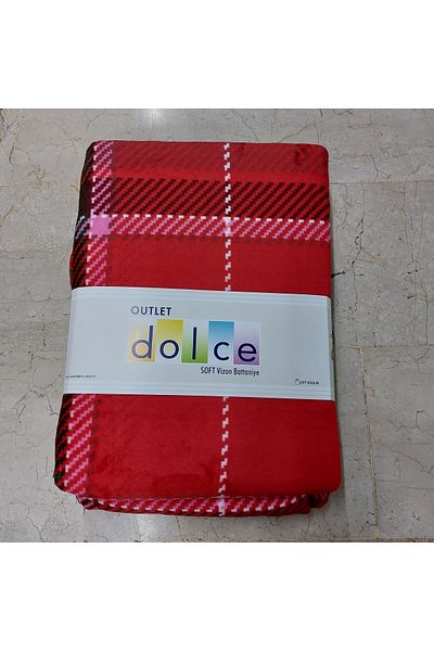Dolce بطانية مزدوجة من فرو المنك الناعم / مخططة باللون الأحمر