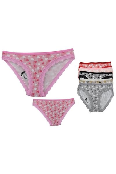 ÇamaşırcımShop Pachet de 6 chiloți de bikini Passion 0530 Pebble Elastan Polka Dot Lace