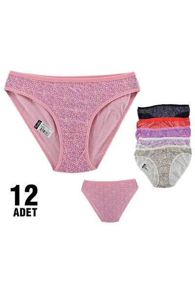 ÇamaşırcımShop Pachet de 12 chiloți de bikini din elastan Passion 0532 Betül Print