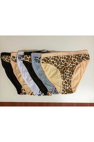 ÇamaşırcımShop Tutku 0740 Pachet de 6 chiloți de bikini din elastan leopard