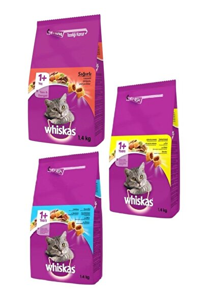 Whiskas Tavuk-sığır-ton Balıklı Karışık Paket Yetişkin Kedi Maması 1,4 Kg (3 Adet)