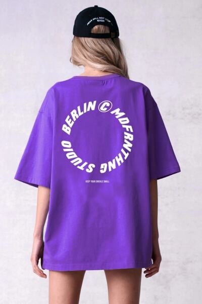 Keywest Plus Size Mdfrnthng Berlin Studio Printed White Oversize T-shirt