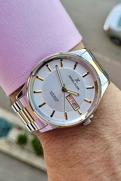 Daniel Klein Yellow Silver Steel Cord 2 Years Warranty Men's Wrist Watch with...