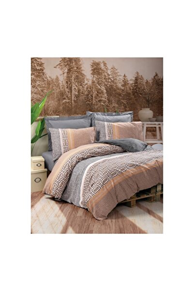 Cotton Box طقم غطاء لحاف قطني مزدوج من سلسلة Earth Vertu Anthracite