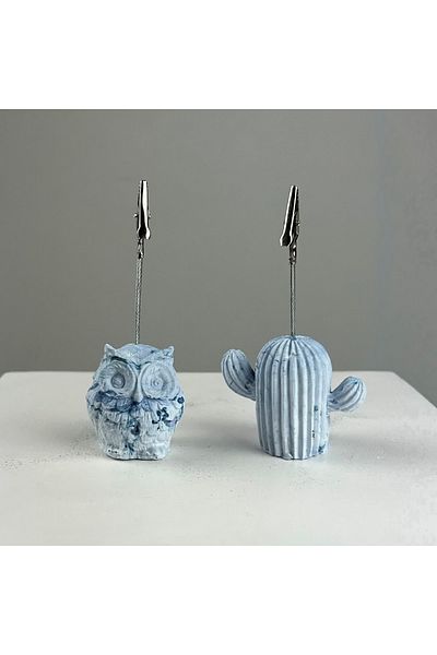 oasis decoration Owl And Cactus Blue Wave 2-Piece Note Holder Set
