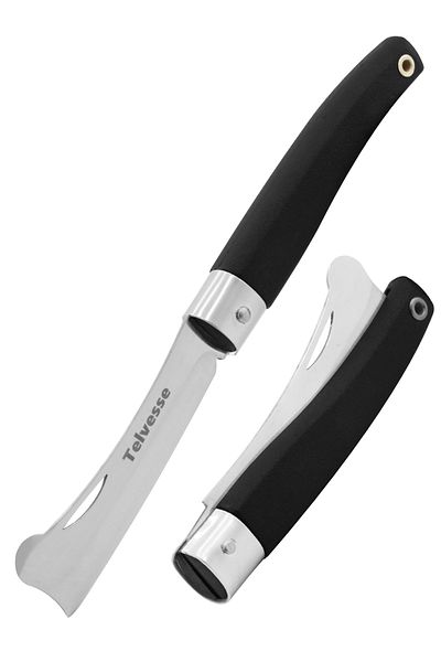 Telvesse Desan Grafting Knife Curved Straight Vineyard Knife Stainless Walnut Grafting Knife Black Plastic Handle