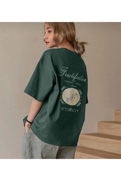 AFROGİYİM Women's Fructification Printed Oversize T-shirt