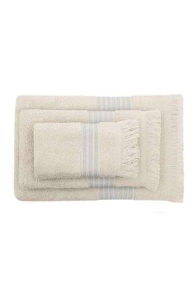 Green Black Aya 3 Piece Towel Set 100% Cotton Jacquard Beige