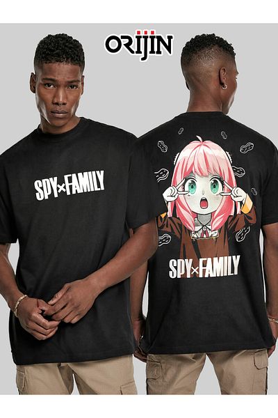 Orijin Tekstil Spy X Family Anya Forger Μπροστά και πίσω με στάμπα Unisex Μαύρο Tshirt