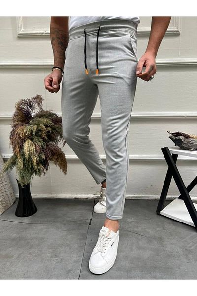 Ser Joven Ανδρικό παντελόνι Jogger σε γκρι Basic Relaxed Fit Double Leg