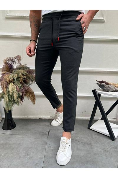Ser Joven Ανδρικό παντελόνι Anthracite Basic Relaxed Fit Double Leg Jogger