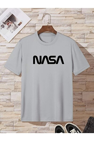 MOONBULL Oversize kroj Siva NASA Štampano Unisex T-shirt