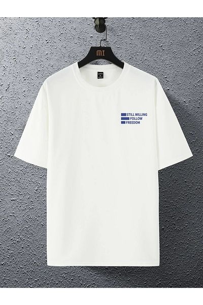 MOONBULL Weißes Oversize-T-Shirt mit „Still Willing“-Aufdruck auf der Rückseite