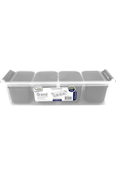 MS Glassware Hobby Life 4-Compartment Deep Grand Organizer Box 3.5 Liters