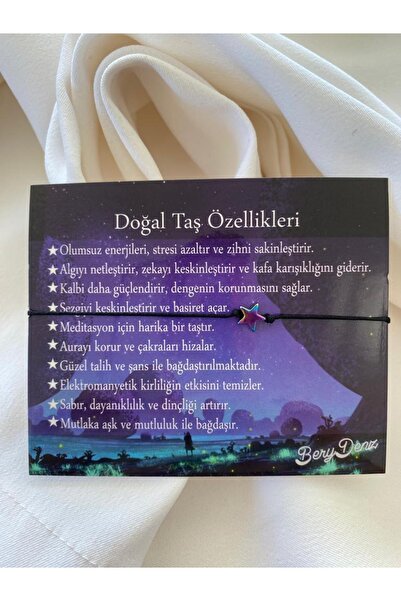 BeryDenz Hematit Doğaltaş Siyah Ip Bileklik Kartlı