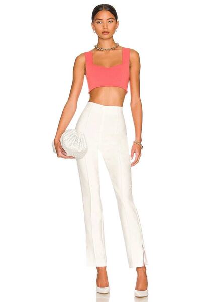 By Kul Design Pantaloni albi din crepon pentru femei de înaltă calitate