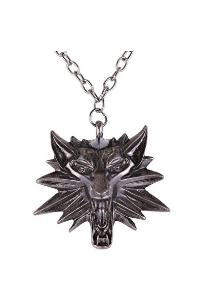 VipBT The Witcher Wolf Kurt Kafası Cosplay Kolye Siyah Göz