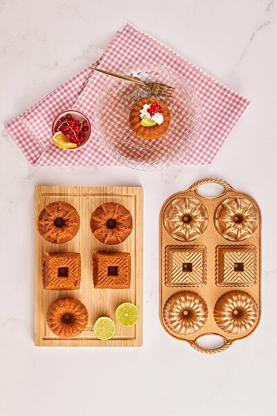 Emsan Griss Six In One 6'lı Döküm Kek Kalıbı Gold