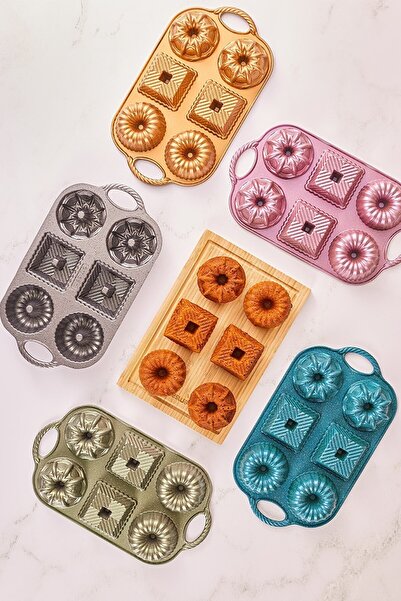 Emsan Griss Six In One 6-Piece Cast Cake Mold Gray