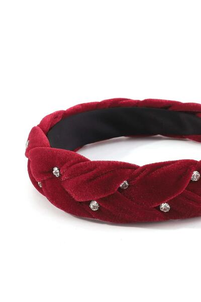 CSR AKSESUAR Zirkon Taşlı Bordo Kadife Taç