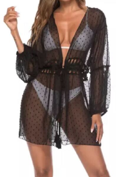 angel stayl Siyah Bağlamalı Pareo