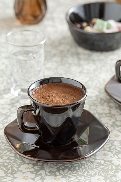 English Home Cristallo Ceramic 2-Piece Coffee Cup Set 100 Ml Brown