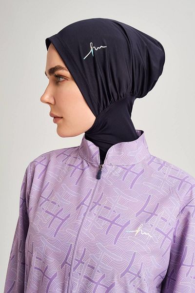Haşema Boneta de înot hijab albastru bleumarin cu sigla hologramă