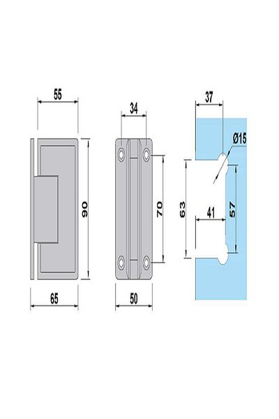 KAHE Wall to Glass Hinge - Paraduş
