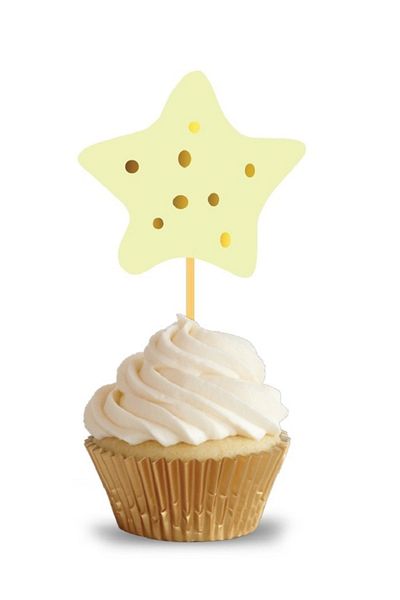 Big Party Star Themed Macaron Colored Soft Yellow Party Toothpicks 10 Pieces