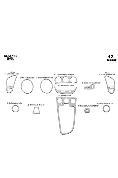 meriç cockpit design ميريتش ®   Alfa 156 ترصيع القفازات الأمامية من الألومنيو...