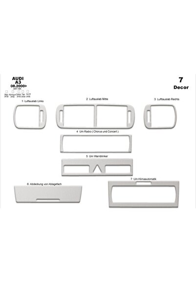 meriç cockpit design ميريتش ®   أودي A3 أمامي توربيدو مطلي ألومنيوم 7 قطع 200...