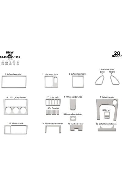 meriç cockpit design ميريتش ®   بي ام دبليو Z3 توربيدو امامي مطلي الومنيوم 20 قطعة 1996-1999