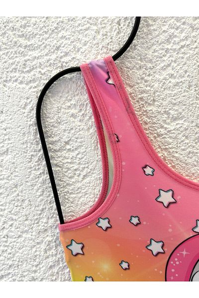 Rs Ramuni Unicorn Digital Printed Girls' Swimsuit - Sea and Pool Swimsuit