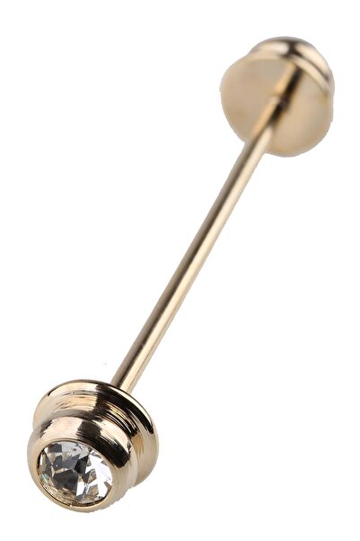 Men's Gold Color White Gemstone Shirt Lapel Pin GI174