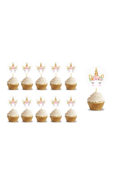 Big Party Unicorn Temalı Varak Baskılı Parti Kürdanı 10'lu