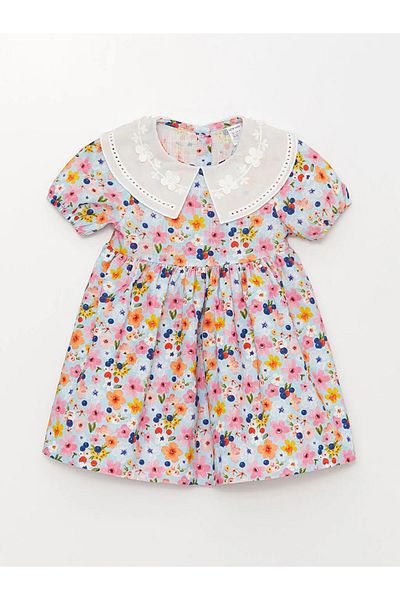 LC Waikiki Lcw Baby Baby Collar Short Sleeve Patterned Baby Girl Dress