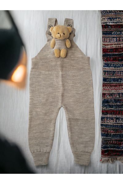 gogo bici Adjustable Knitted Jumpsuit with Teddy Bear Leggings Salopette Flexible Baby Kids