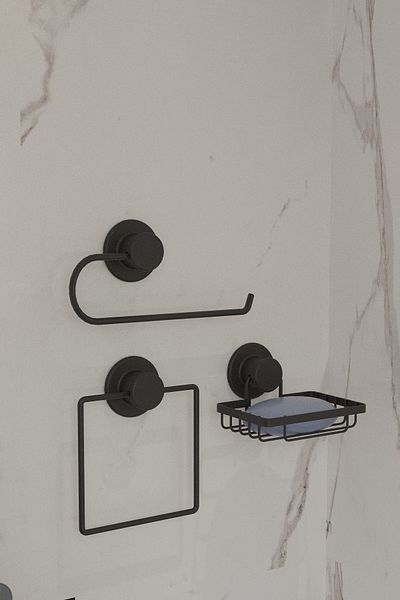 SUNTEL BANYO VE MUTFAK AKSESUARLARI Σετ μπάνιου 3 τεμαχίων αυτοκόλλητο - Πλήρες σετ οργάνωσης μπάνιου