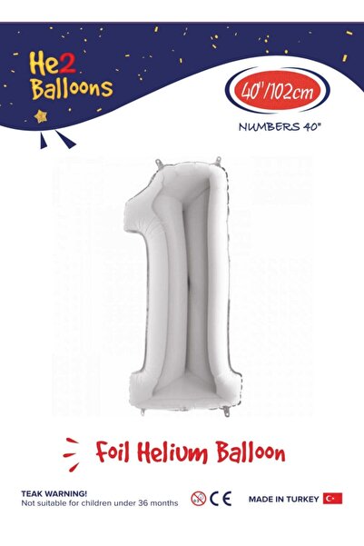 Genel Markalar 1 Rakam Gümüş Folyo Balon 40 Inç 102 cm