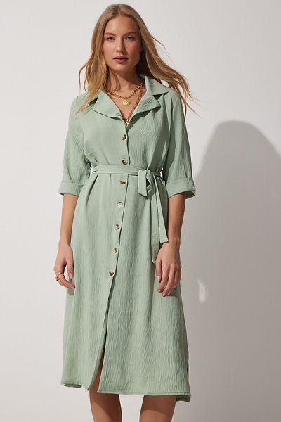 Happiness İstanbul Dress - Green - Shirt dress