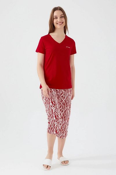 Pierre Cardin 100% Cotton V-Neck Women's Capri Pajama Set 8610