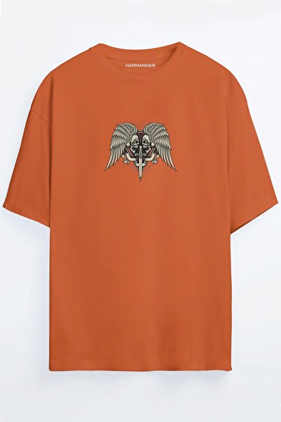 Harmandar Μπλουζάκι Unisex Μαύρο-Λευκό-Πορτοκαλί-Specific Oversize