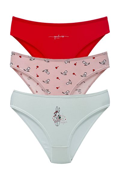 HNX Chiloți 3 piese din bumbac imprimat Basic Slip pentru femei