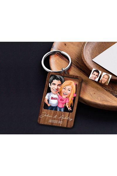 Bk Gift Special Cartoon Wooden Keychain for Lovers