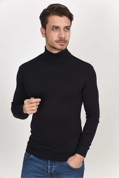 İklim Men's Slim Fit Full Turtleneck Long Sleeve Combed Cotton Sweat