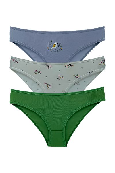 HNX Chiloți 3 piese din bumbac imprimat Basic Slip pentru femei