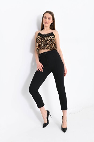 VOLT CLOTHİNG Kadın Yüksek Bel Toparlayıcı Dar Paça Çimalı Kumaş Pantolon