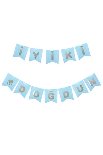 Big Party Cardboard Writing Gilded Blue Over Silver Happy Birthday